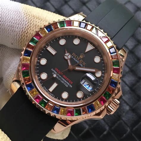 rolex yacht-master 40 with multi-color gem-set bezel replica|rolex yacht master bezel.